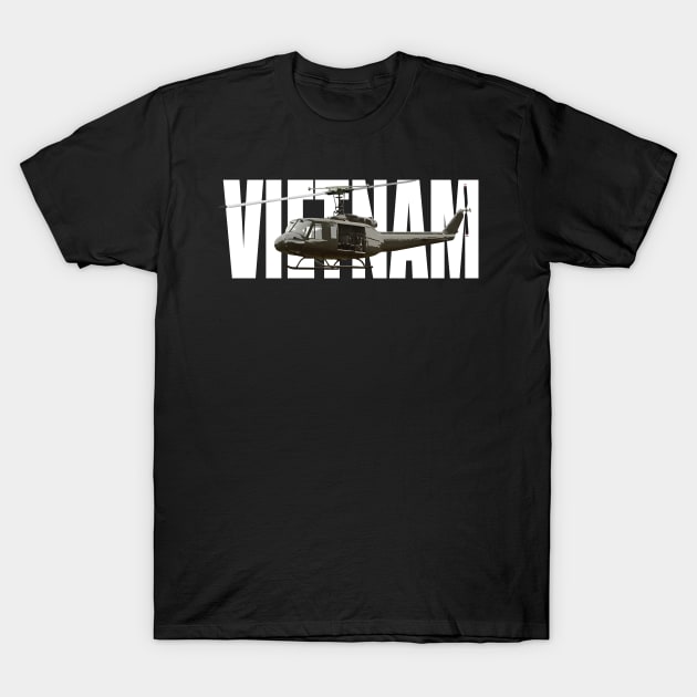 Vietnam Veteran UH-1 Huey Helicopter T-Shirt by Dirty Custard Designs 